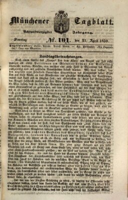 Münchener Tagblatt Sonntag 21. April 1850