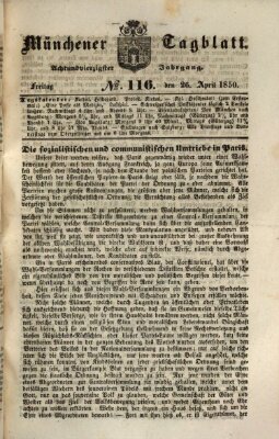 Münchener Tagblatt Freitag 26. April 1850