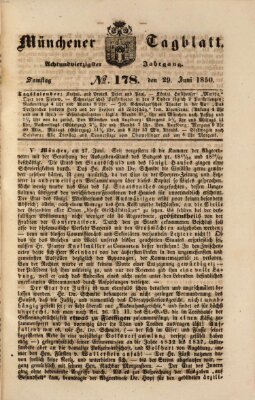 Münchener Tagblatt Samstag 29. Juni 1850