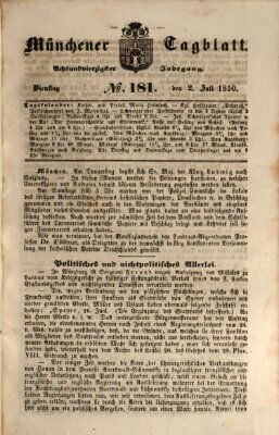 Münchener Tagblatt Dienstag 2. Juli 1850