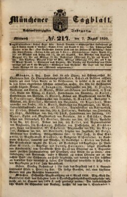 Münchener Tagblatt Mittwoch 7. August 1850