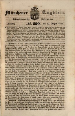 Münchener Tagblatt Samstag 10. August 1850