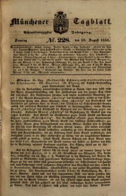 Münchener Tagblatt Sonntag 18. August 1850