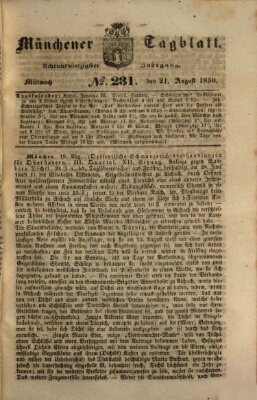 Münchener Tagblatt Mittwoch 21. August 1850