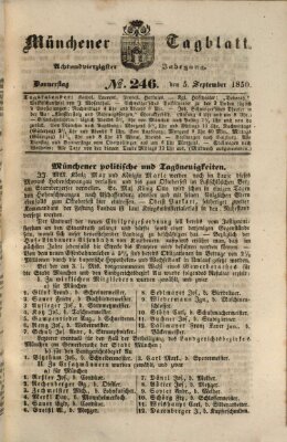 Münchener Tagblatt Donnerstag 5. September 1850