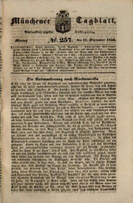 Münchener Tagblatt Montag 16. September 1850