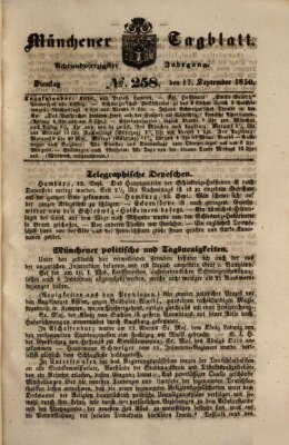 Münchener Tagblatt Dienstag 17. September 1850