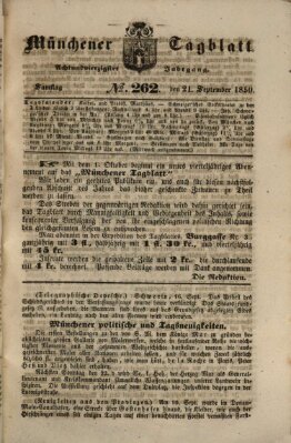 Münchener Tagblatt Samstag 21. September 1850