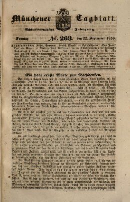 Münchener Tagblatt Sonntag 22. September 1850