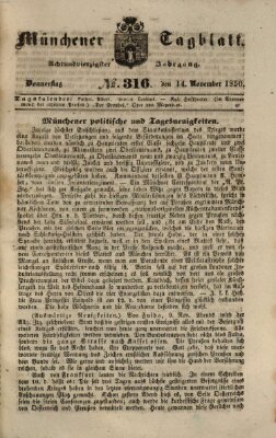 Münchener Tagblatt Donnerstag 14. November 1850