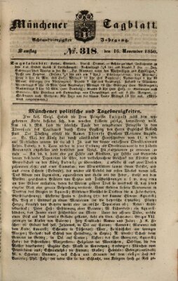 Münchener Tagblatt Samstag 16. November 1850