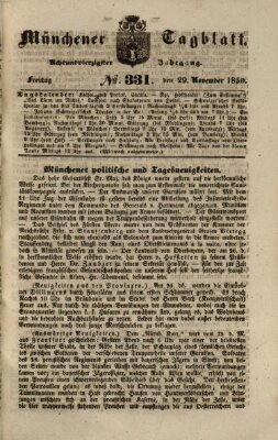 Münchener Tagblatt Freitag 29. November 1850