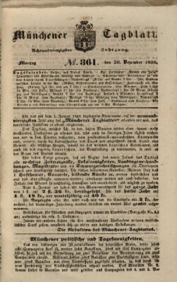 Münchener Tagblatt Montag 30. Dezember 1850