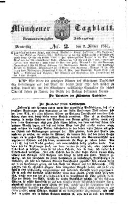 Münchener Tagblatt Donnerstag 2. Januar 1851