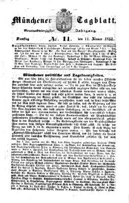 Münchener Tagblatt Samstag 11. Januar 1851