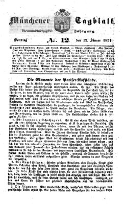 Münchener Tagblatt Sonntag 12. Januar 1851