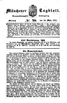 Münchener Tagblatt Mittwoch 19. März 1851