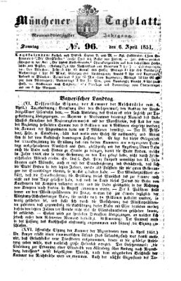 Münchener Tagblatt Sonntag 6. April 1851