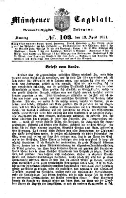 Münchener Tagblatt Sonntag 13. April 1851