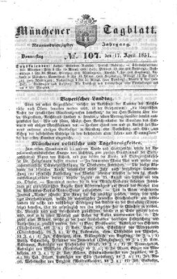 Münchener Tagblatt Donnerstag 17. April 1851