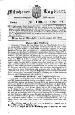 Münchener Tagblatt Samstag 19. April 1851