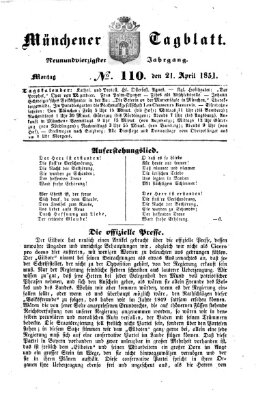 Münchener Tagblatt Montag 21. April 1851