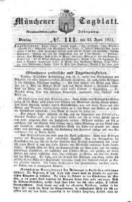 Münchener Tagblatt Dienstag 22. April 1851