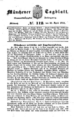 Münchener Tagblatt Mittwoch 23. April 1851