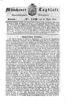 Münchener Tagblatt Mittwoch 30. April 1851