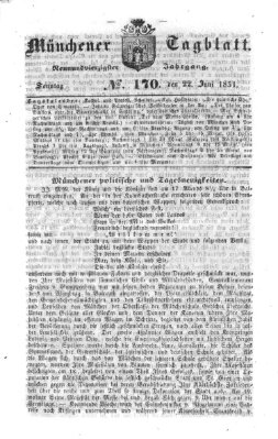 Münchener Tagblatt Sonntag 22. Juni 1851