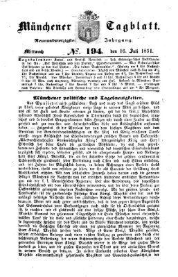 Münchener Tagblatt Mittwoch 16. Juli 1851