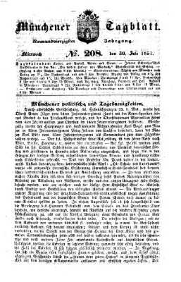 Münchener Tagblatt Mittwoch 30. Juli 1851