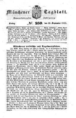 Münchener Tagblatt Freitag 19. September 1851