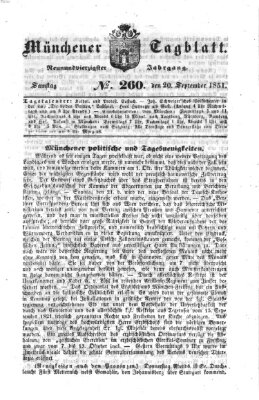 Münchener Tagblatt Samstag 20. September 1851