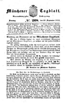 Münchener Tagblatt Sonntag 28. September 1851