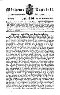 Münchener Tagblatt Samstag 15. November 1851