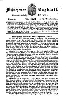 Münchener Tagblatt Donnerstag 20. November 1851