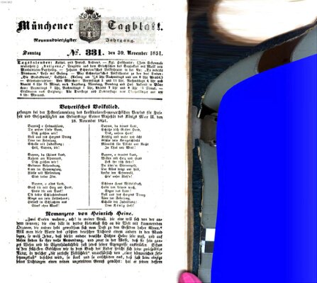 Münchener Tagblatt Sonntag 30. November 1851