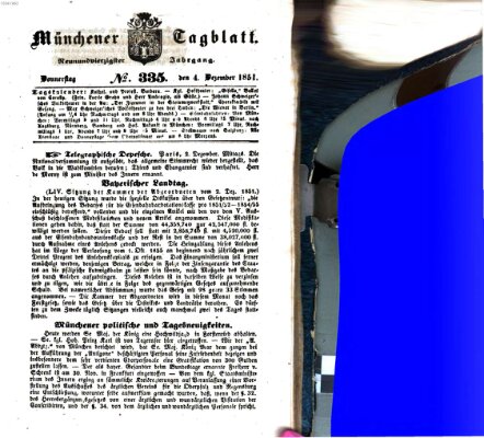 Münchener Tagblatt Donnerstag 4. Dezember 1851