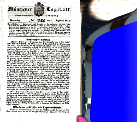 Münchener Tagblatt Donnerstag 11. Dezember 1851