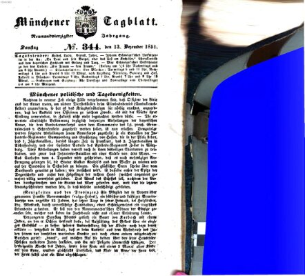 Münchener Tagblatt Samstag 13. Dezember 1851