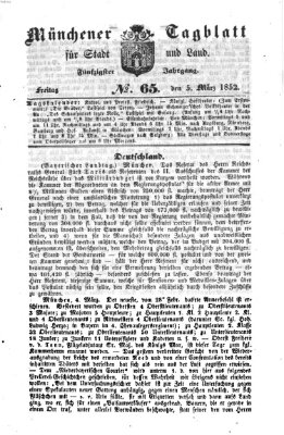 Münchener Tagblatt für Stadt und Land (Münchener Tagblatt) Freitag 5. März 1852