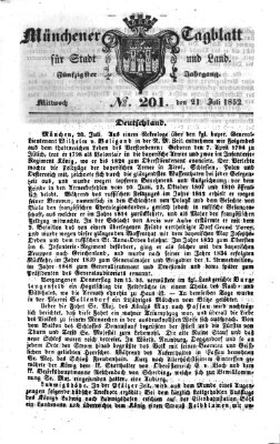 Münchener Tagblatt für Stadt und Land (Münchener Tagblatt) Mittwoch 21. Juli 1852