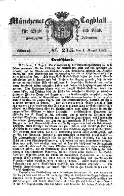 Münchener Tagblatt für Stadt und Land (Münchener Tagblatt) Mittwoch 4. August 1852