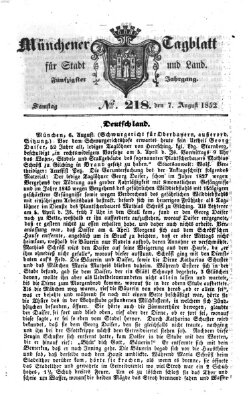 Münchener Tagblatt für Stadt und Land (Münchener Tagblatt) Samstag 7. August 1852