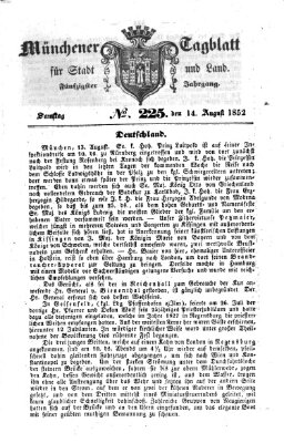 Münchener Tagblatt für Stadt und Land (Münchener Tagblatt) Samstag 14. August 1852