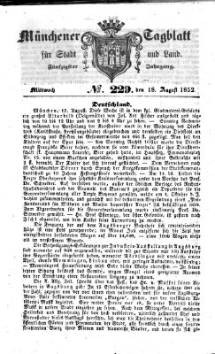 Münchener Tagblatt für Stadt und Land (Münchener Tagblatt) Mittwoch 18. August 1852