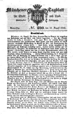 Münchener Tagblatt für Stadt und Land (Münchener Tagblatt) Mittwoch 18. August 1852