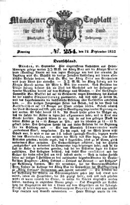 Münchener Tagblatt für Stadt und Land (Münchener Tagblatt) Sonntag 12. September 1852