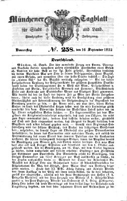 Münchener Tagblatt für Stadt und Land (Münchener Tagblatt) Donnerstag 16. September 1852